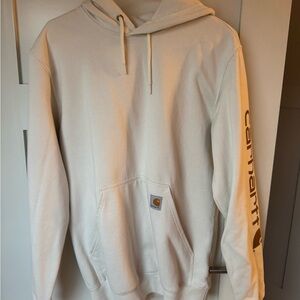 Carhartt Cream Pullover Hoodie with Sleeve Logo